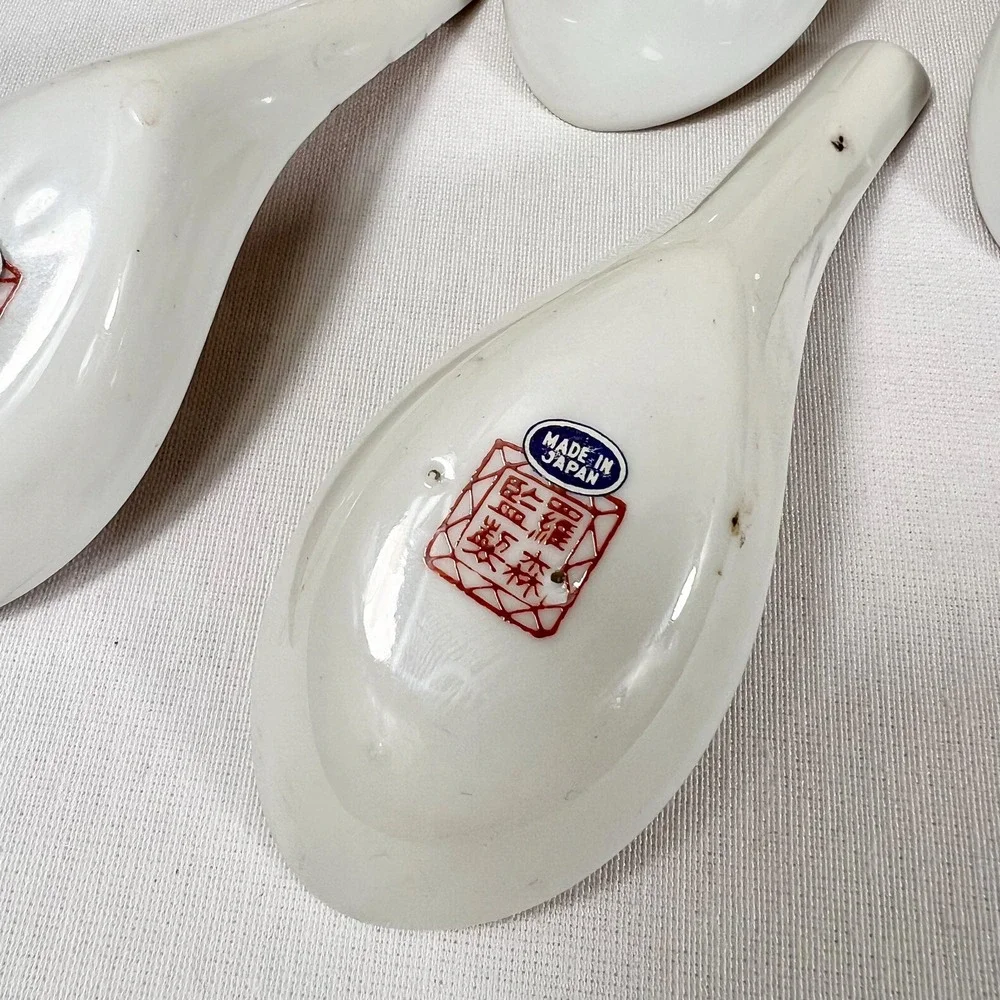Vintage Japanese Porcelain Dragon Soup Spoons | Set of 5